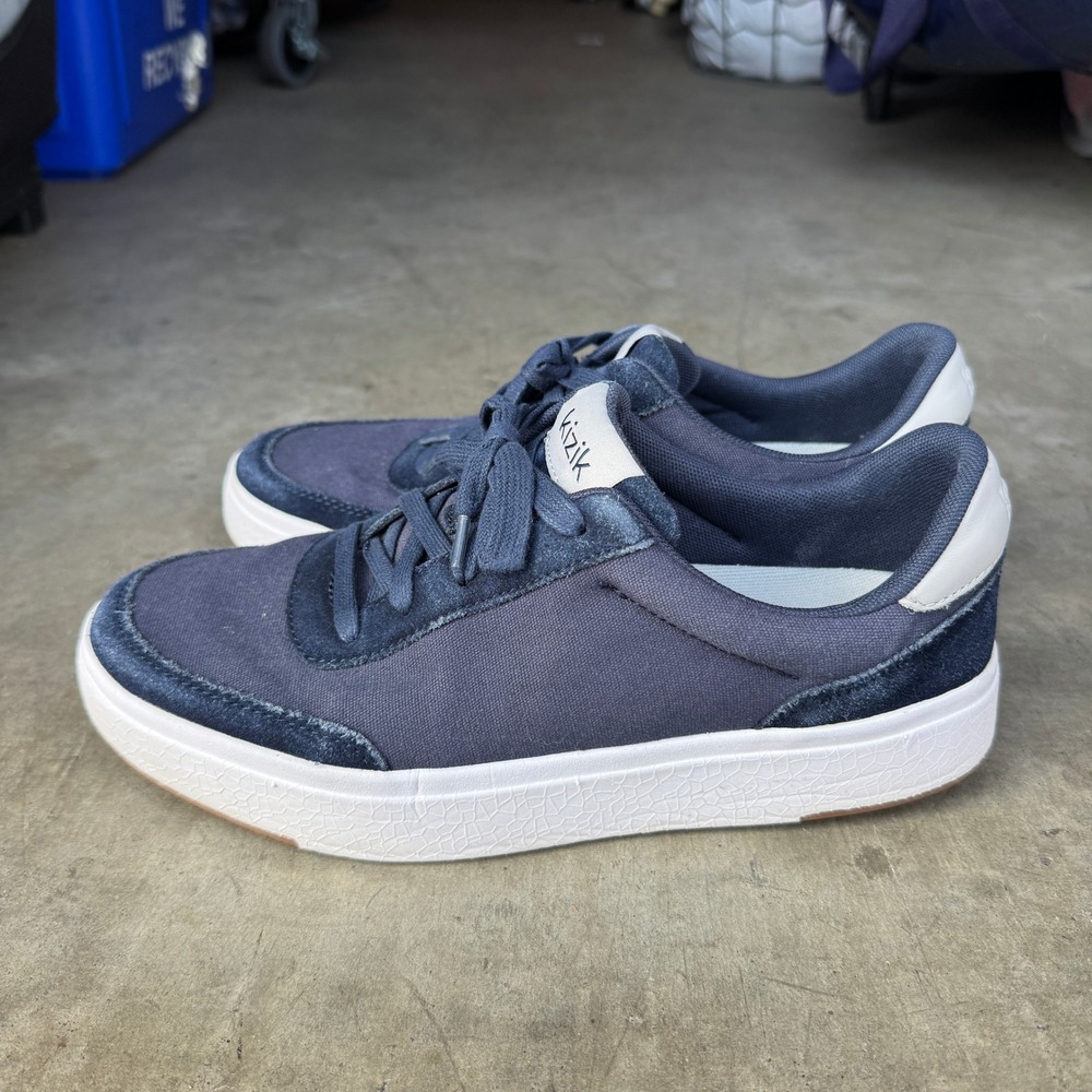 Kizik‎ Prague Navy Blue Hands Free Slip On Sneakers Mens 7.5 W 9 Canvas Suede